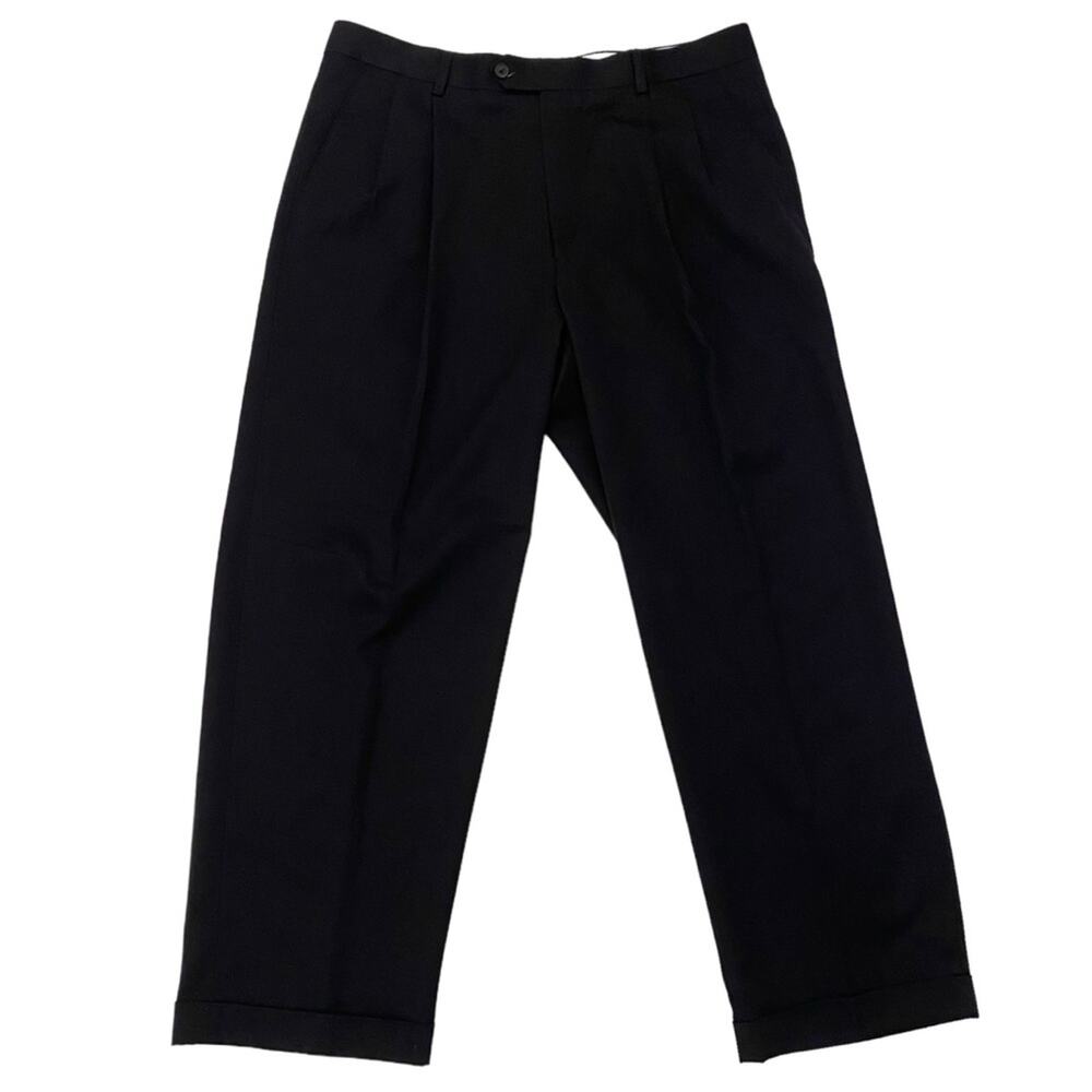 Men's Joseph & Feiss Wool Blend Black Slacks Size 37 x 30 Business Pants Career